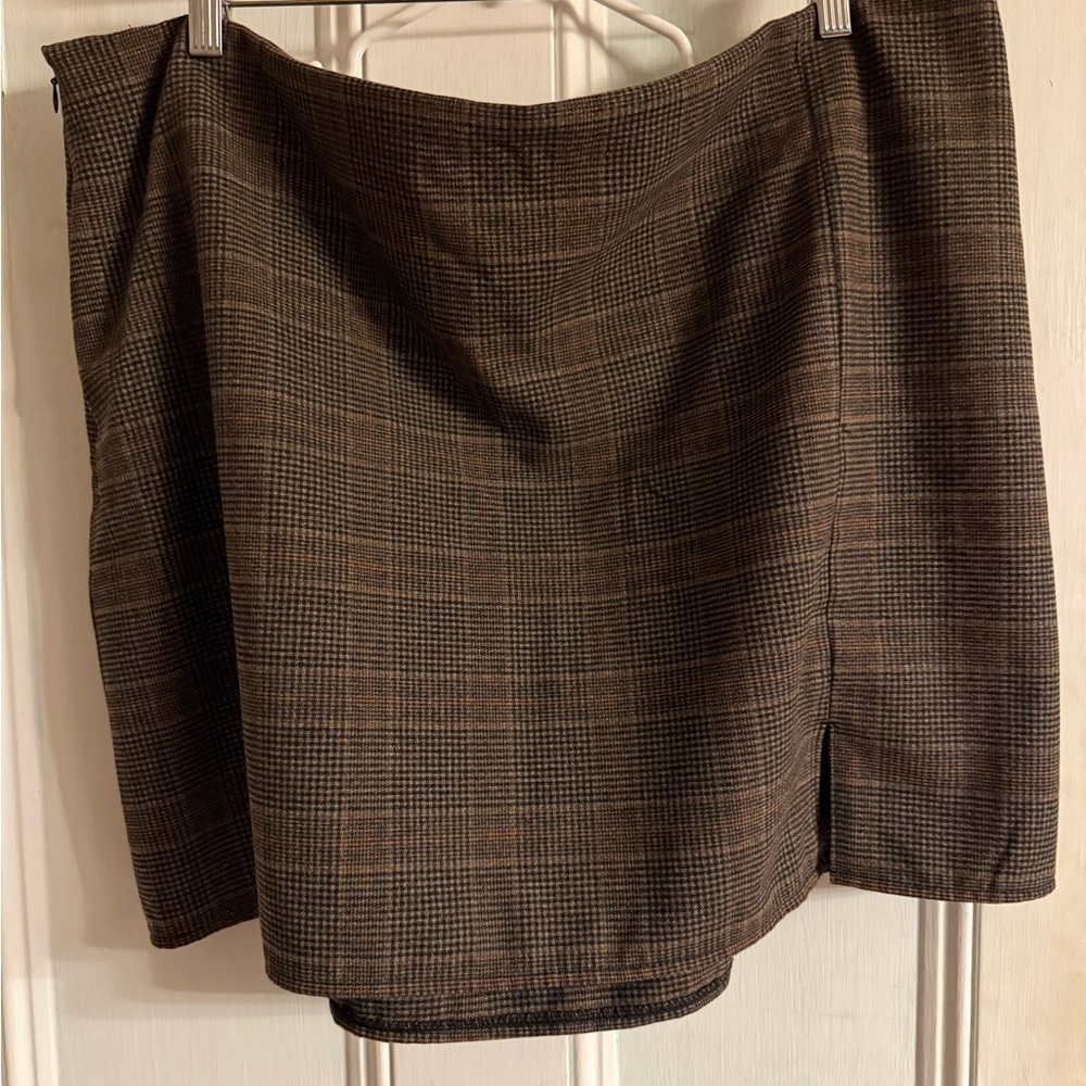 Old Navy Brown Plaid Pencil Skirt
